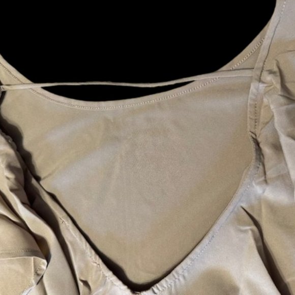 Taupe Open Low Back with Ruffle Midi Dress - Picture 8 of 12